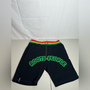 LRG Roots People Black Shorts with Rasta Waistband